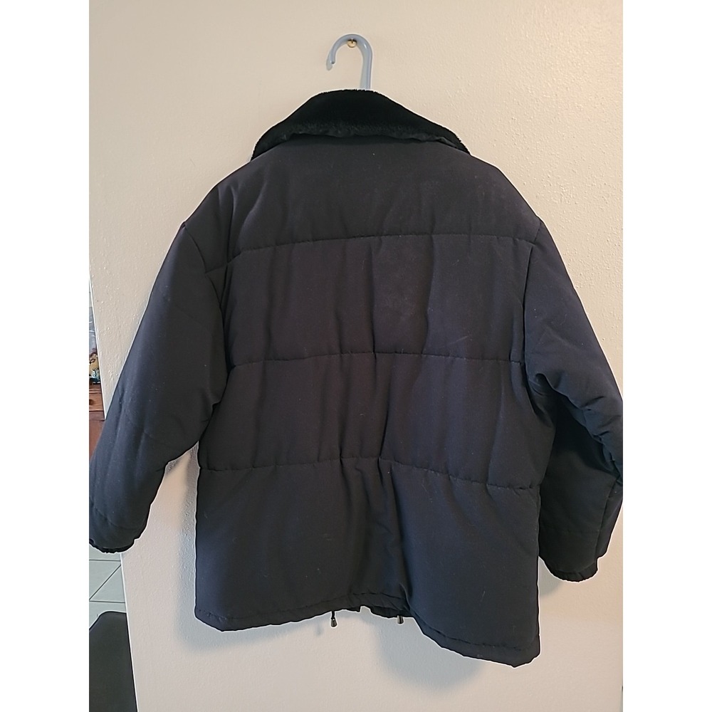 Vintage Braetan Black Faux Fur Trim Zip‎ Up Buttons Jacket Coat Womens Med - Picture 10 of 13